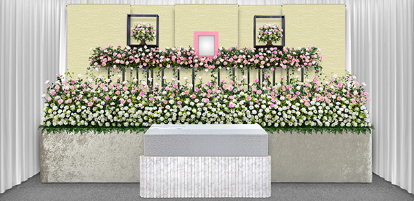 オリジナル花祭壇 明るい 葬儀のご相談は社会福祉法人 東京福祉会